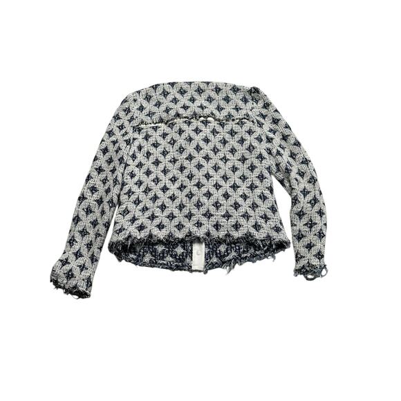IRO Handi Jacket Blue White Geometric Tweed Women's Size 38 FLAWED PLEASE READ - Picture 2 of 15